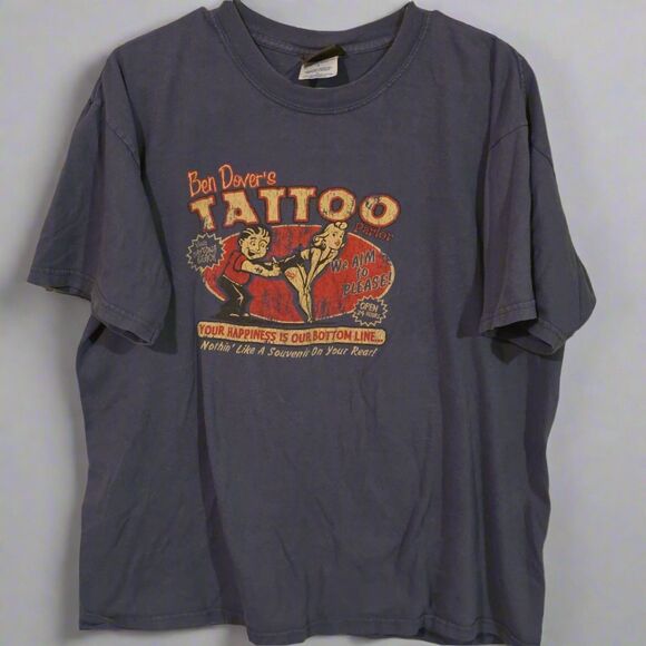 Ben Dover’s Tattoo Parlor Graphic T-Shirt – Retro Humor Tee - Picture 1 of 6
